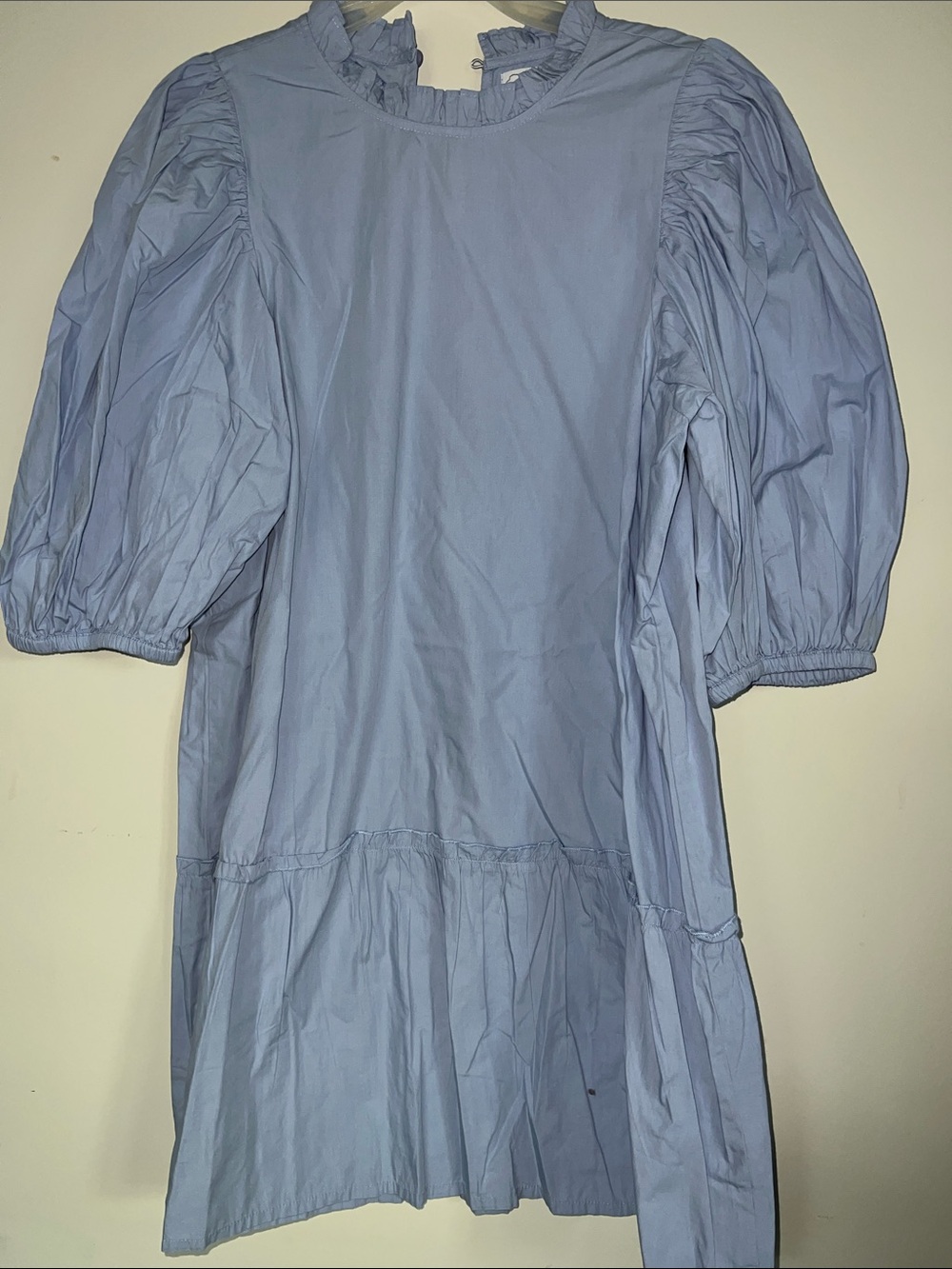 Mud Pie Powder Blue Puff Sleeve Tunic dress lightweight M like new